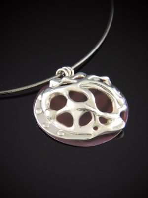 Opera Martini Sterling silver and titanium pendant on a ruthenium plated sterling silver omega chain
