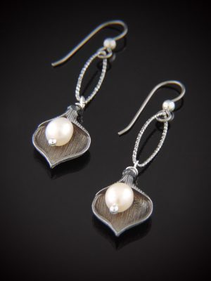 Americano Pearl and Oxidized Sterling Earrings