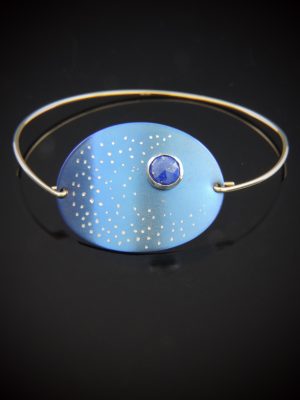 Blue Booty Titanium, Lapis, and Gold Filled Bangle