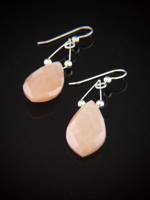 “Tango Mango" Peach Moonstone & Sterling Silver Earrings