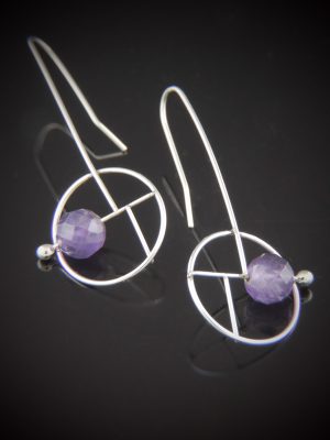 Kashmir Amethyst and Sterling Modern Earrings