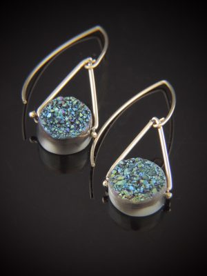 Monte Carlo Titanium Druzy and Gold Filled Earrings