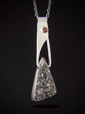 Black Russian Black Druzy, Garnet and Sterling Necklace