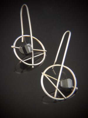 Hot cross Bun martini Gold Filled and Onyx earrings