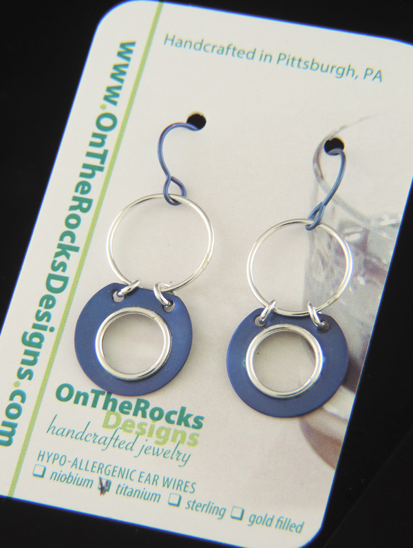 Blueberry Gin titanium and sterling silver earrings