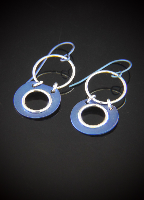 Blueberry Gin titanium and sterling silver earrings
