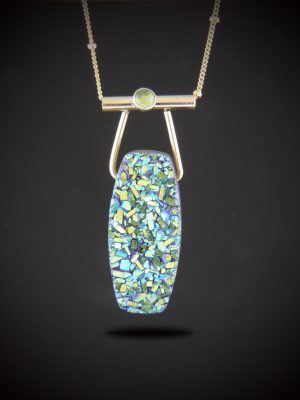Serendipity Titanium Druzy and Gold Filled Necklace