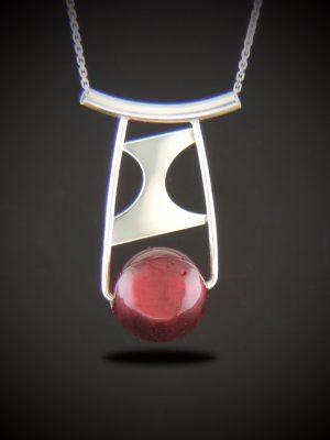 Cherry Blast, Red Venetian Glass and Sterling Silver Necklace