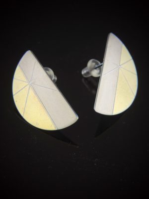 Modern Celestial: Anodized Titanium Half-Disc Earrings