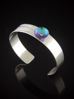 Abilene Sterling silver half inch wide cuff with niobium accent