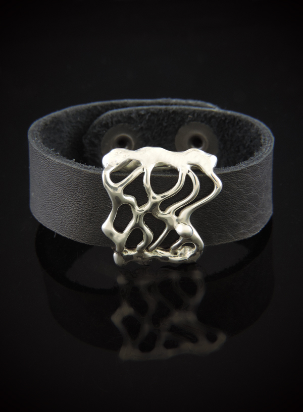 Dark Indulgence Leather and Sterling Bracelet