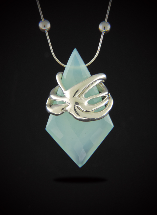 Ocean Trust Martini Chalcedony and Sterling Silver Necklace