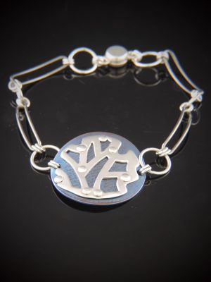 blue titanium, sterling silver industrial bracelet