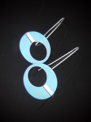 Anodized titanium disc earrings with sterling silver accents and ear wires