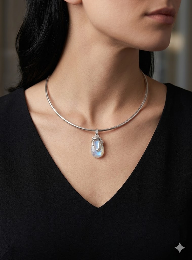 Skittles: Rainbow Moonstone & Sterling Silver Necklace - Image 3