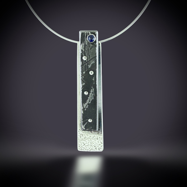 Blue Moon Aletai Meteorite & Sapphire Pendant